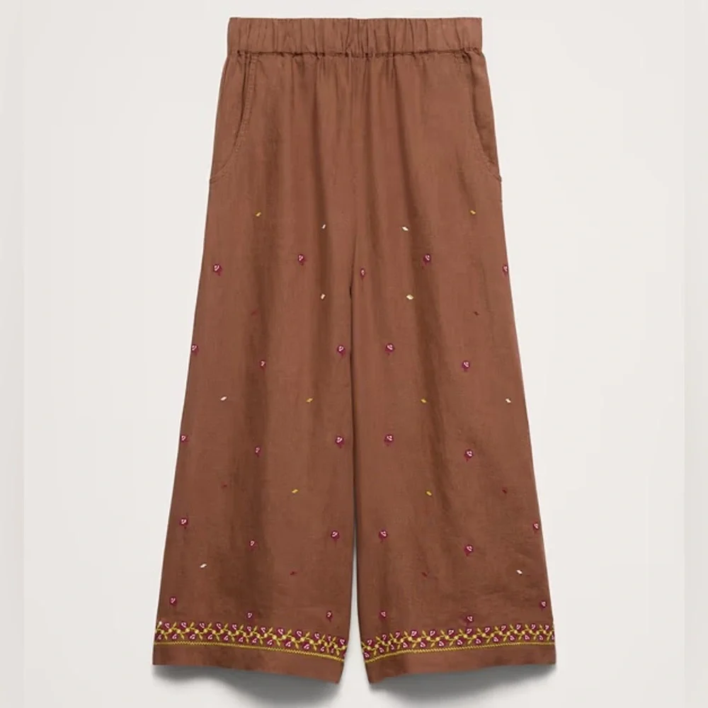 NEW! Banana Republic The Pull-On Wide-Leg Ankle Pant In Embroidered Print 🩷